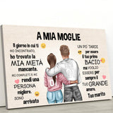 Emoji d'amore (a lei - stile disegno) - Tela per coppia