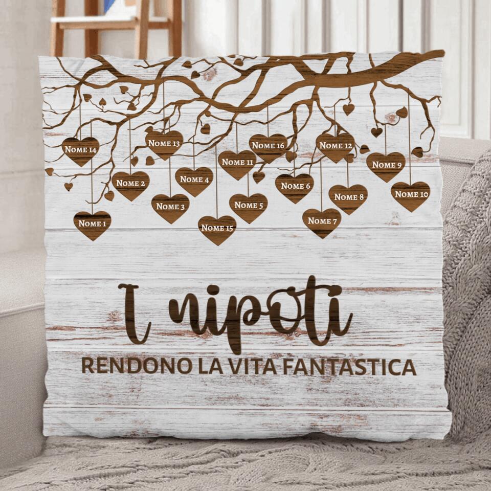 Cuscino Personalizzato con Ritratto Omini Stilizzati - Idea Regalo Nonni