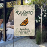 La felicità in giardino - Bandiera da giardino personalizzabile