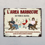 La nostra area barbecue - Cartello per porta da esterno