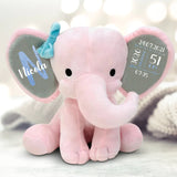 Per la nascita - Elefante di peluche con nome e dati di nascita