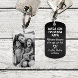 Guida con prudenza - Portachiavi personalizzato per i propri cari (Incisione - Nero/Bianco)