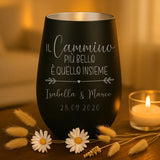 Regalo personalizzato: portacandela nero e argento con incisione dei nomi - realizzato da Love & Faith