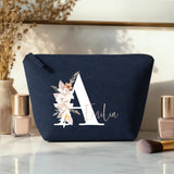 La tua iniziale - Pochette cosmetica in feltro con iniziale floreale e nome personalizzato