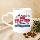 Regalo personalizzato - tazza bianca con manico a forma di cuore e nome personalizzato - realizzata da Love & Faith