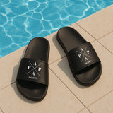 Personalisiertes Geschenk - schwarze Badeschlappen mit persönlichem Spruch und Namen