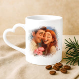 Regalo personalizzato - tazza bianca con manico a forma di cuore e nome personalizzato - realizzata da Love & Faith