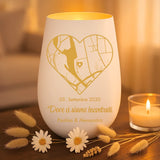 Regalo personalizzato: portacandela bianco e oro con incisione dei nomi - realizzato per Love & Faith
