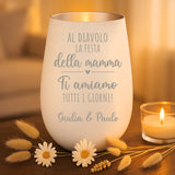 Regalo personalizzato: portocandela bianco a argento con incisione dei nomi - realizzato da Love & Faith