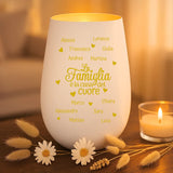 Regalo personalizzato: portacandela bianco e oro con incisione dei nomi - realizzato per Love & Faith