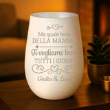 Regalo personalizzato: portacandela bianco e argento con incisione dei nomi - realizzato da Love & Faith