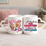 Regalo personalizzato - tazza bianca con manico a forma di cuore e nome personalizzato - realizzata da Love & Faith