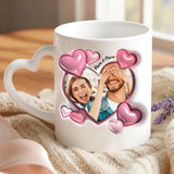 Regalo personalizzato - tazza bianca con manico a forma di cuore e nome personalizzato - realizzata da Love & Faith