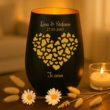 Regalo personalizzato: portacandela nero e oro con incisione dei nomi - realizzato da Love & Faith