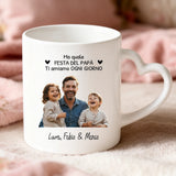 Regalo personalizzato - tazza bianca con manico a forma di cuore e nome personalizzato - realizzata da Love & Faith