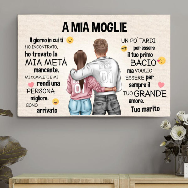 Emoji d'amore (a lei - stile disegno) - Tela per coppia