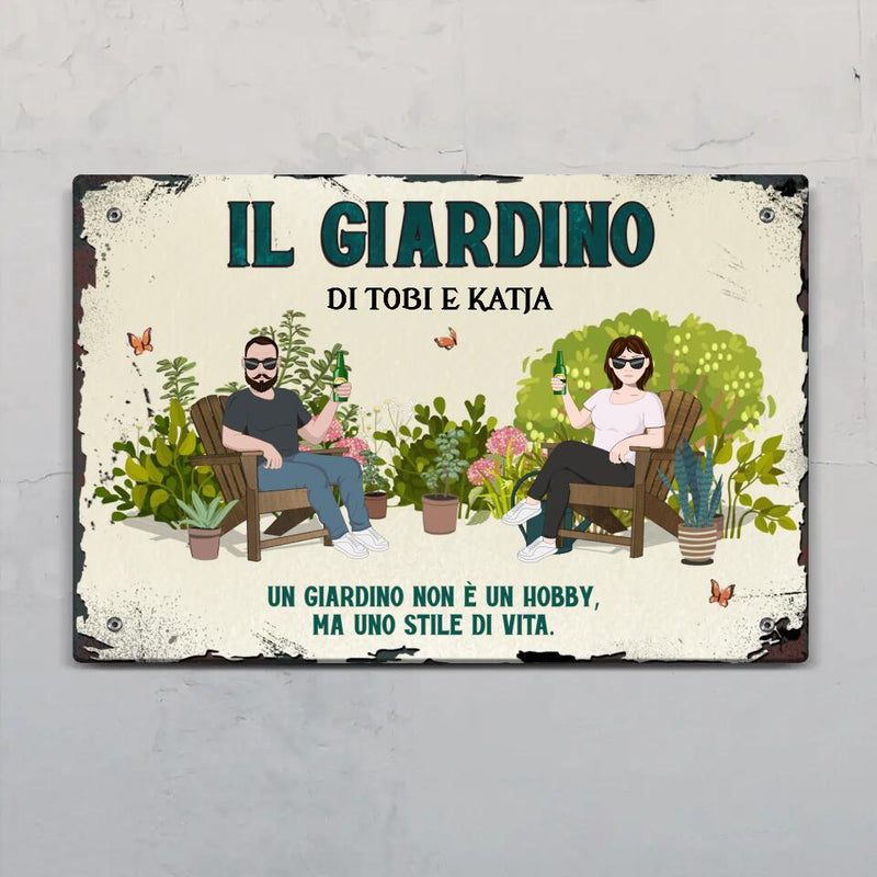 Il nostro paradiso in giardino - Cartello per porta da esterno