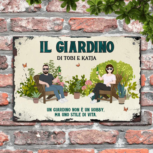 Cartello per porta da esterno personalizzato in ardesia e Alu-Dibond, resistente alle intemperie con stampa – Motiv 2