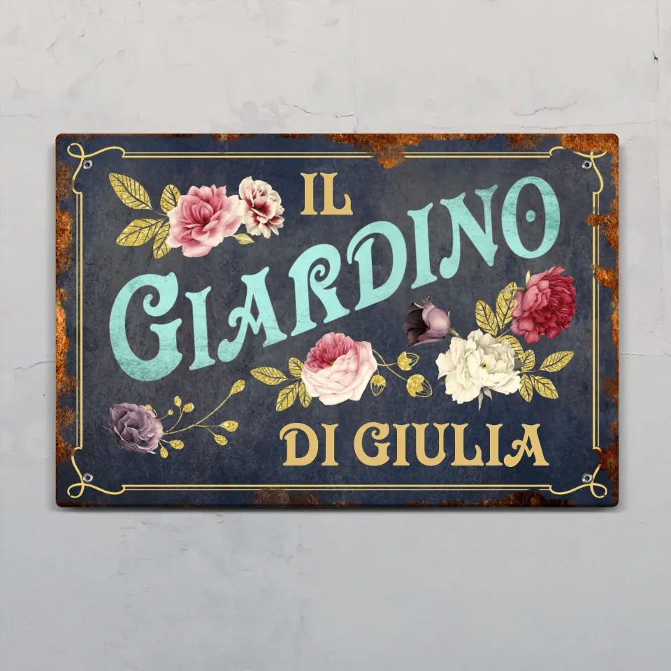 Cartello per porta personalizzato Il mio paradiso in ardesia e Alu-Dibond, resistente alle intemperie