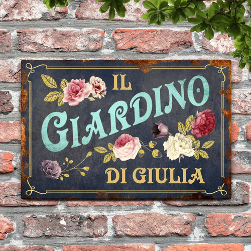 Cartello per porta personalizzato Il mio paradiso in ardesia e Alu-Dibond, resistente alle intemperie – Motiv 2
