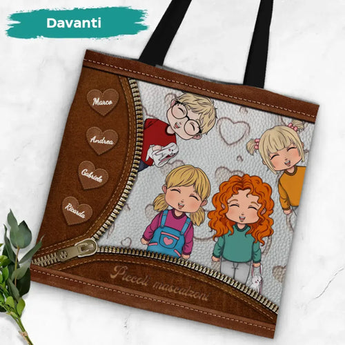 Borsa shopper Birbanti personalizzata per genitori, in poliestere resistente con stampa durevole