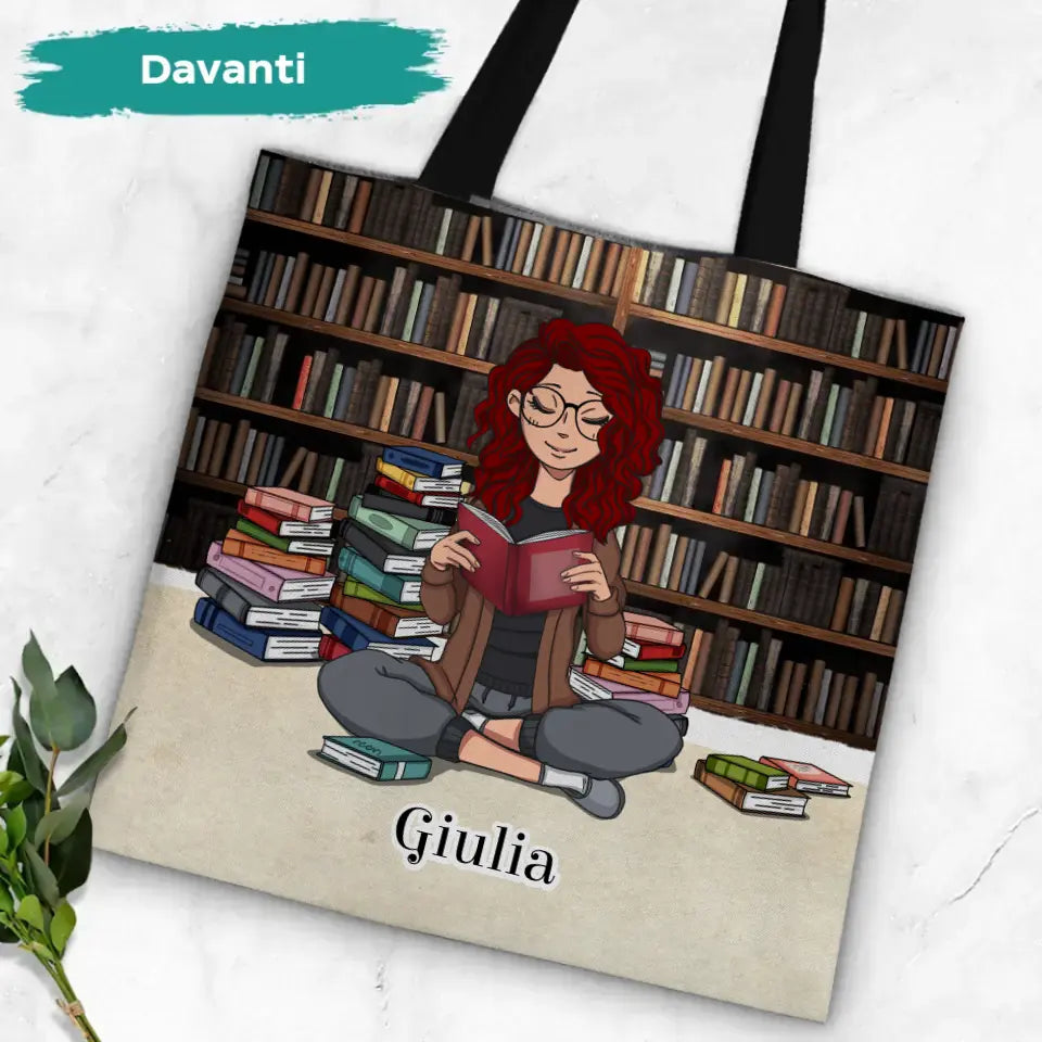 Borsa shopper personalizzata per tipa da libri con stampa resistente agli strappi