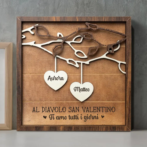 Espositore in legno con cuori personalizzati per coppie, regalo San Valentino