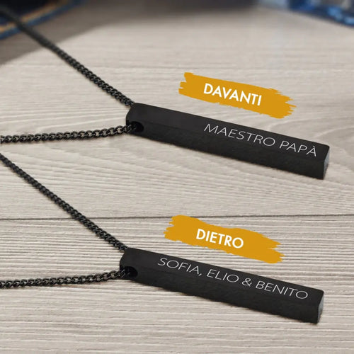 Collana per papà con spilla personalizzabile e incisione, design elegante con chiusura a moschettone – Motiv 2