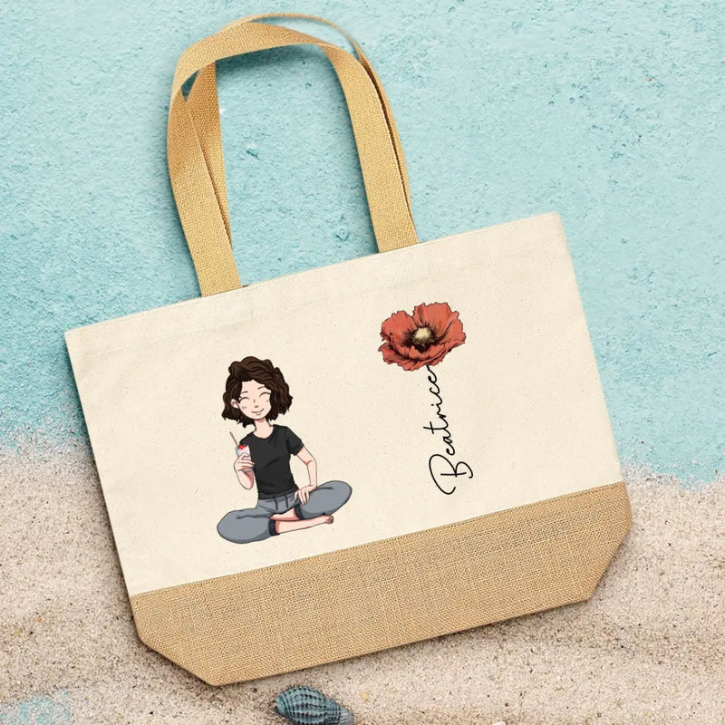 Beachtime - Borsa da spiaggia personalizzata con fiore