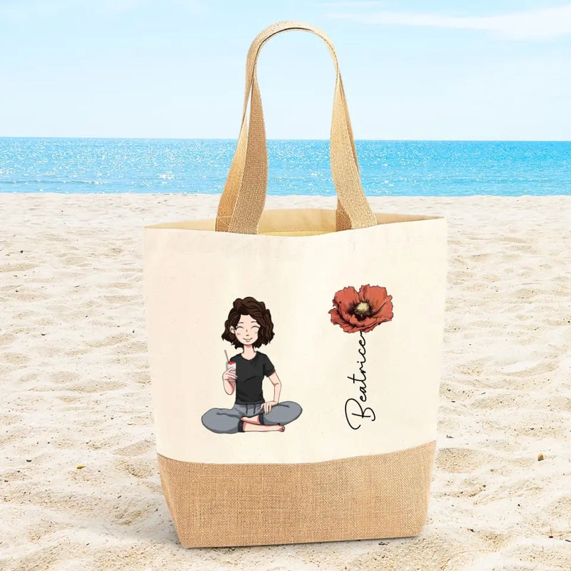 Beachtime - Borsa da spiaggia personalizzata con fiore