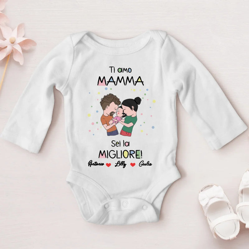 weißer Langarm-Babybody personalisierbar - gefertigt von Love & Faith