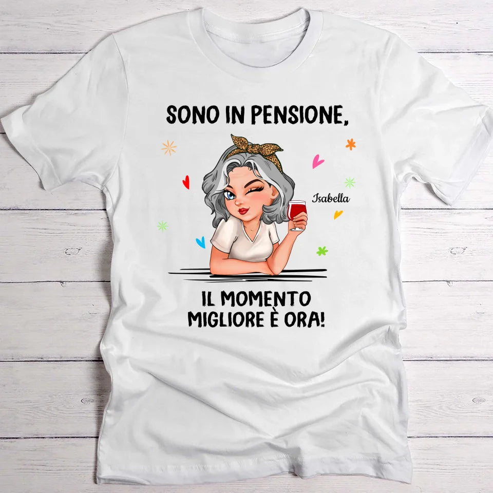 Maglietta personalizzata grigia con scritta 'Non ho nulla da fare' per pensionati, cotone 100%