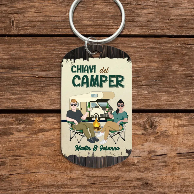 Coppia in campeggio - Portachiavi personalizzato per coppie