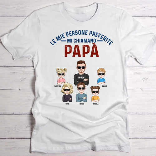 Maglietta papà personalizzata 100% cotone con stampa 'Le mie persone preferite mi chiamano papà'