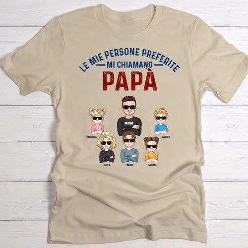 Maglietta papà personalizzata 100% cotone con stampa 'Le mie persone preferite mi chiamano papà' – Motiv 2