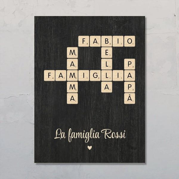 Scrabble - Poster di famiglia personalizzato con nomi in stile Scrabble