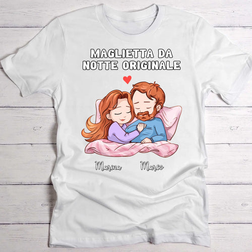 Camicia da notte personalizzata per coppie in cotone, stampa DTF di qualità