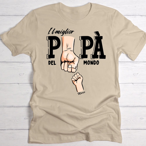 T-Shirt personalizzata Il miglior papà del mondo in cotone con stampa DTF, disponibile con personalizzazione nome – Motiv 2