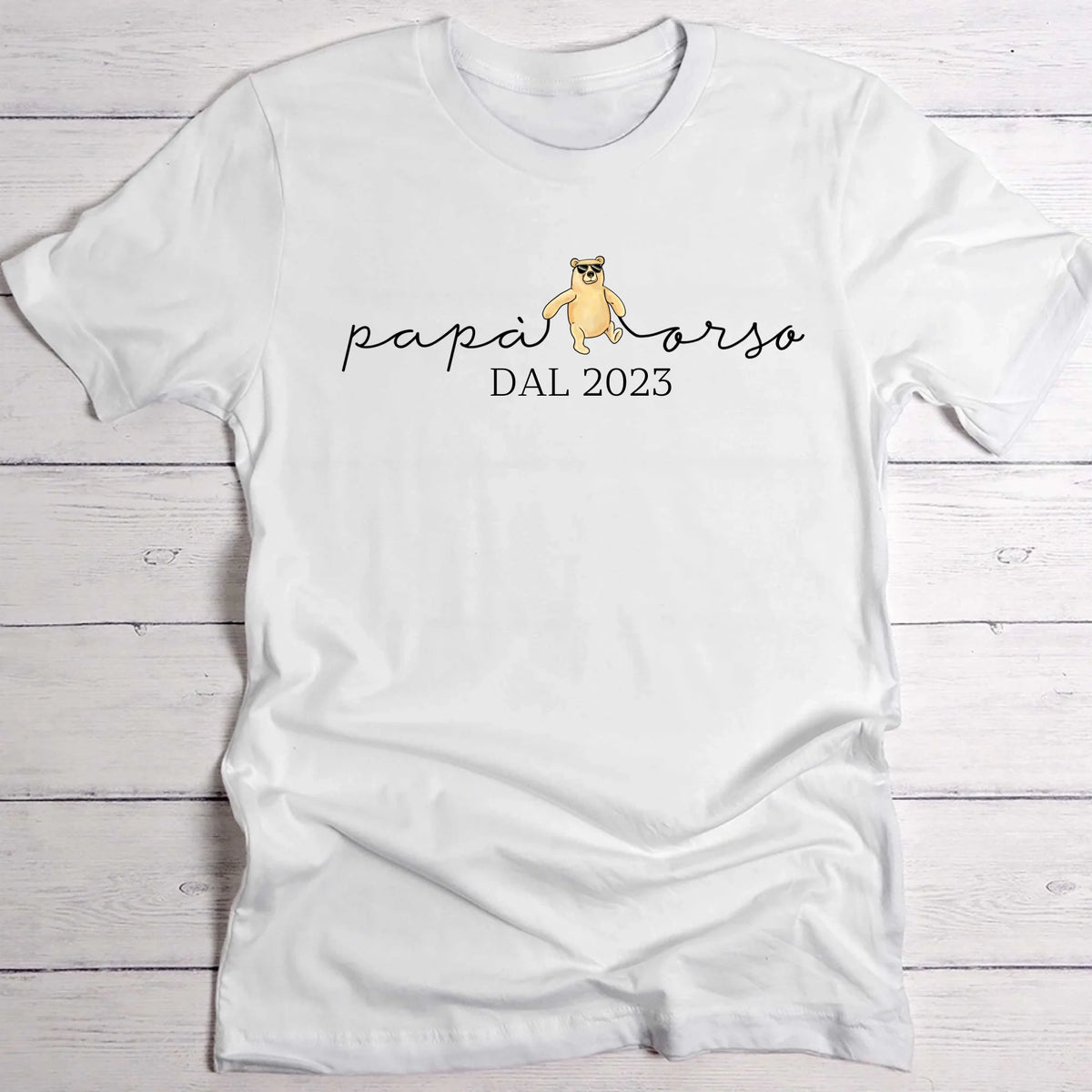 T-shirt personalizzata Papà Orso in cotone per uomo, stampa DTF durevole