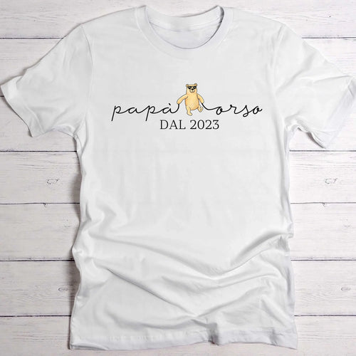 T-shirt personalizzata Papà Orso in cotone per uomo, stampa DTF durevole
