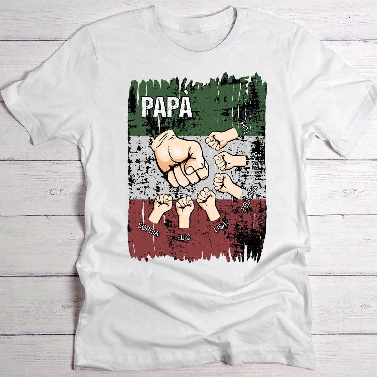 T-shirt personalizzata per papà Il Cinque in cotone con stampa DTF, personalizzabile con nome e design