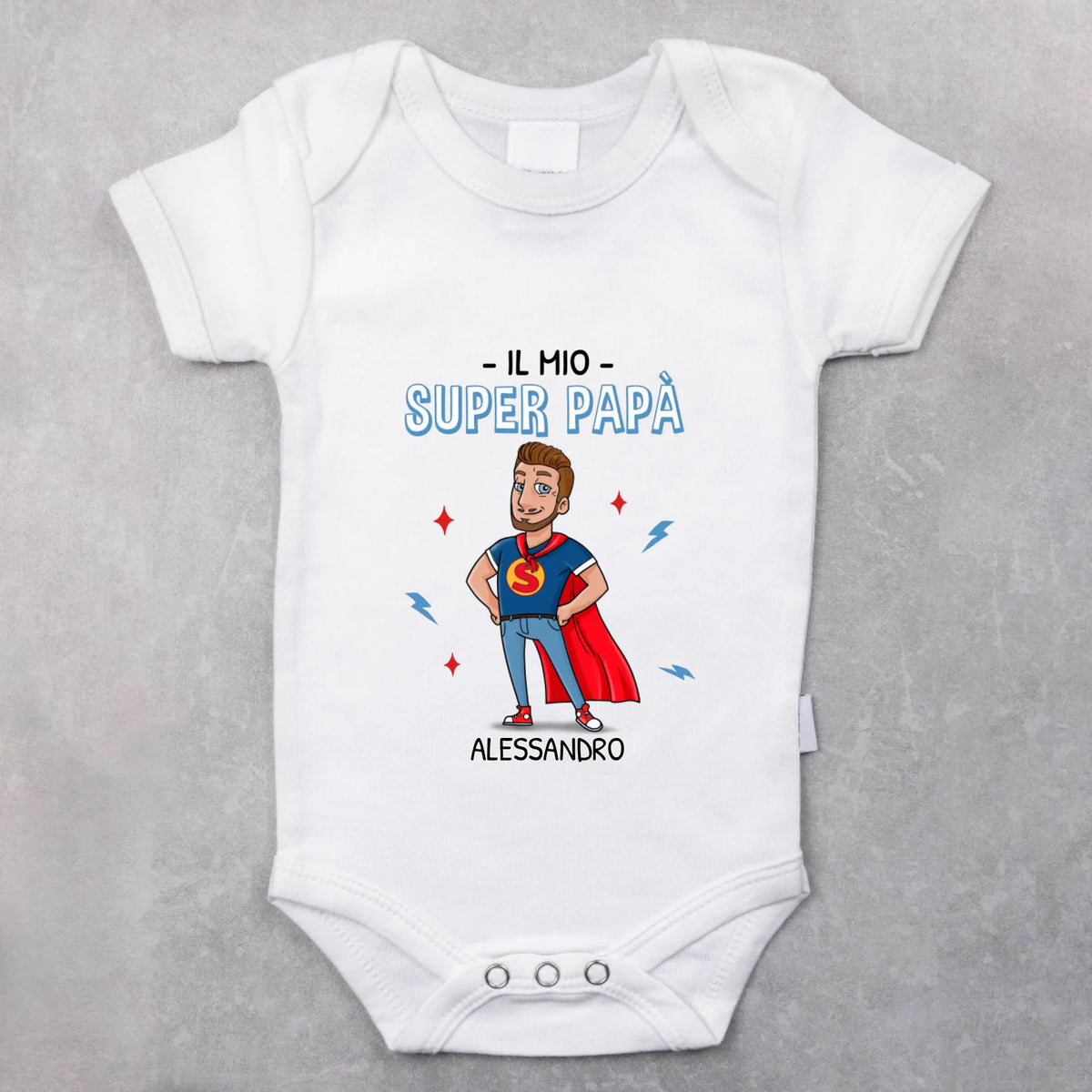 Body personalizzato per neonato Super Papà con design customizzabile per papa e nascita