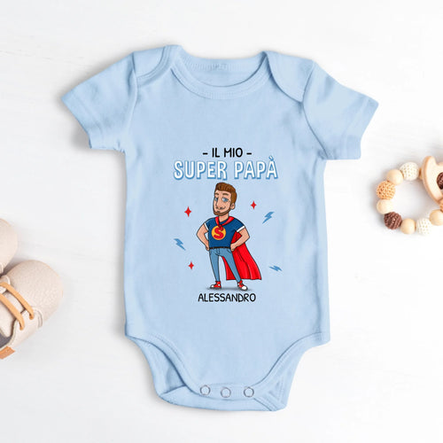 Body personalizzato per neonato Super Papà con design customizzabile per papa e nascita – Motiv 2