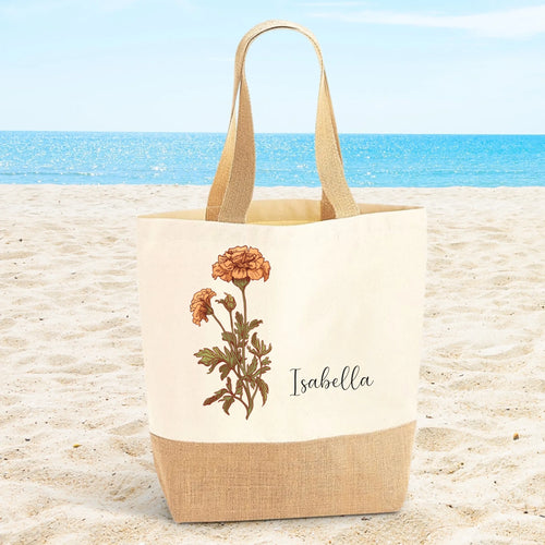 Borsa personalizzata Il tuo fiore con nome e design custom, materiale robusto e manici solidi – Motiv 2