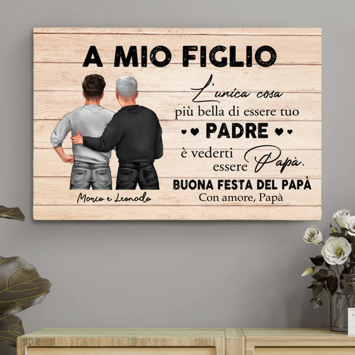 Tela personalizzata con dedica A mio figlio per la Festa del Papà, stampa alta qualità con colori brillanti e – Motiv 2