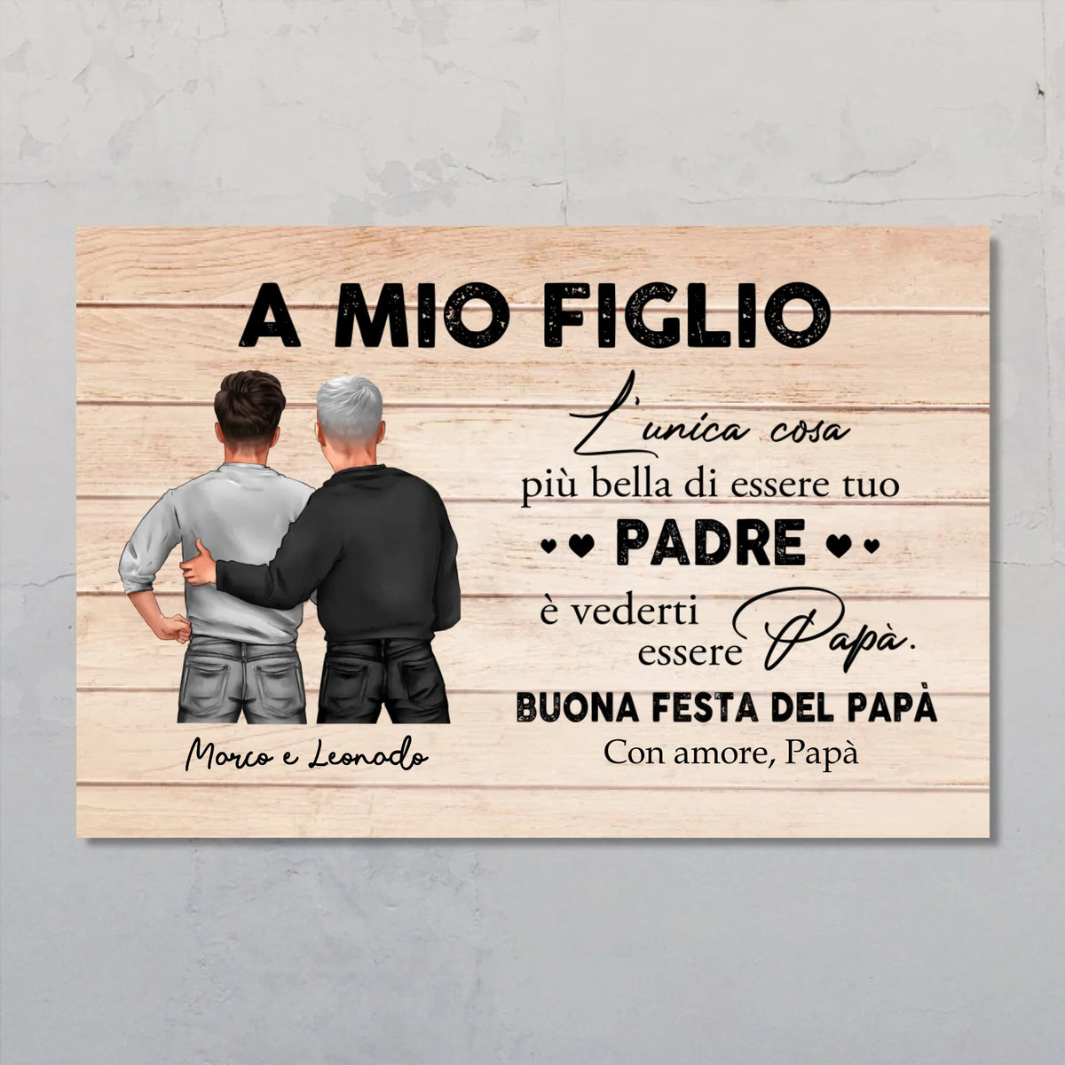Poster personalizzato festa del papà da figlio con stampa su carta fotografica opaca, design personalizzabile con nome