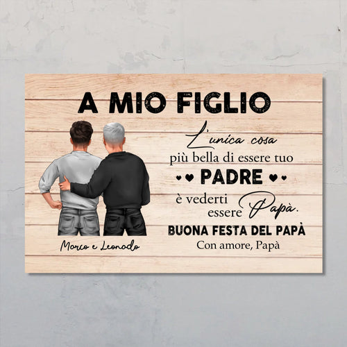 Poster personalizzato festa del papà da figlio con stampa su carta fotografica opaca, design personalizzabile con nome