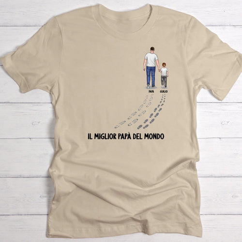 T-Shirt personalizzata Padre e Figlio per papà in cotone con stampa DTF, disponibile da personalizzare con nomi e – Motiv 2