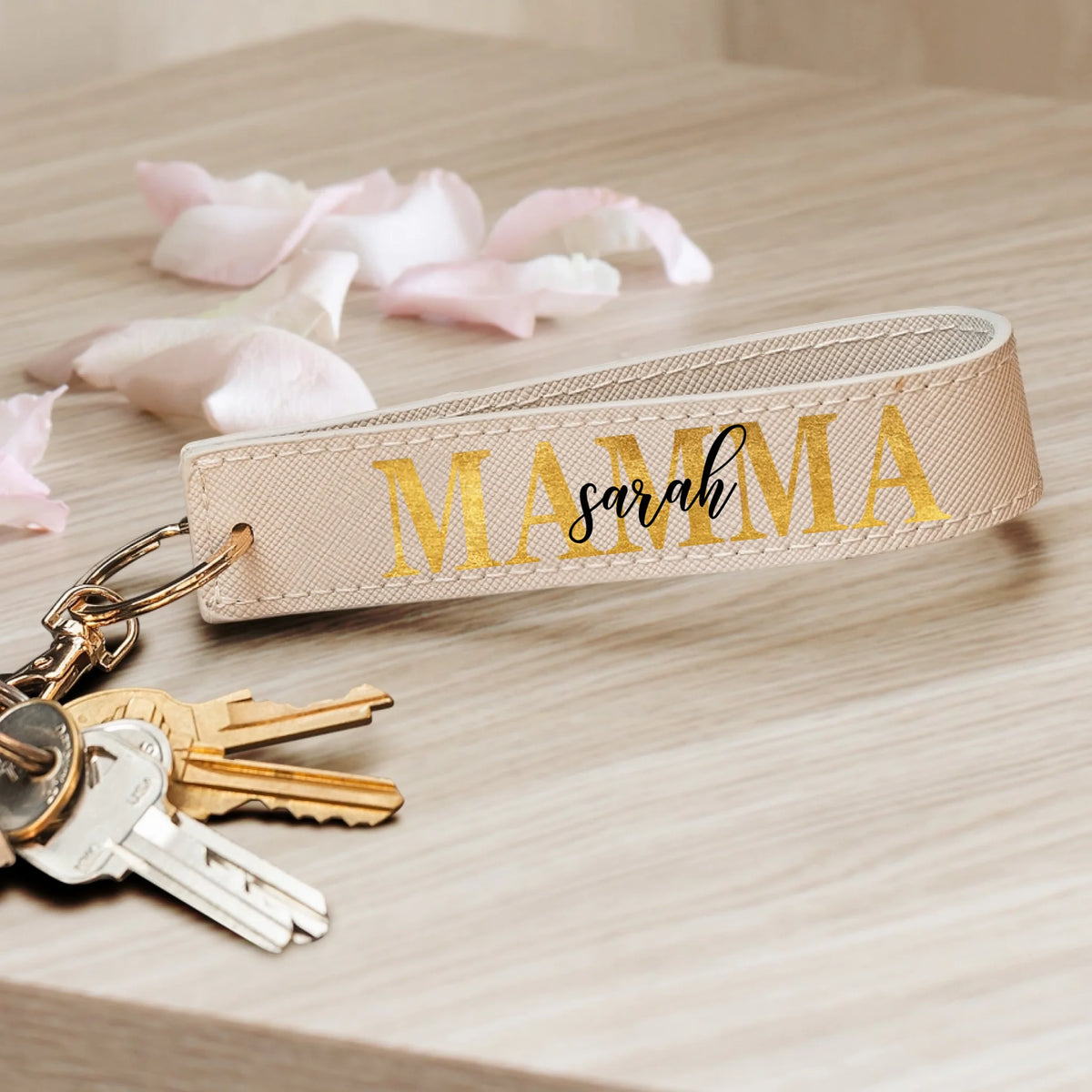 Portachiavi personalizzato per Mamma in similpelle PU con moschettone, design elegante personalizzabile