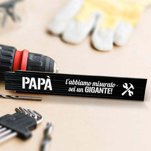 Metro pieghevole personalizzato in legno da 2 metri con nome inciso, regalo ideale per papà e nonno